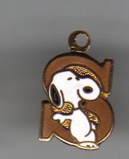 Gold Tone Enameled Snoopy Monogram S Pendant