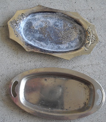 Lot of 2 Small Vintage Pewter Dollhouse Platters