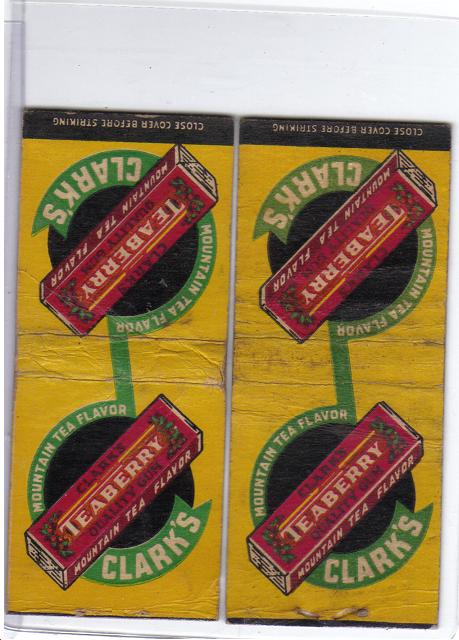 Lot of 2 Unique Clark's Teaberry Matchbook Covers