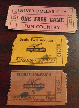 Lot of 3 Vintage Silver Dollar City Ticket Stubs