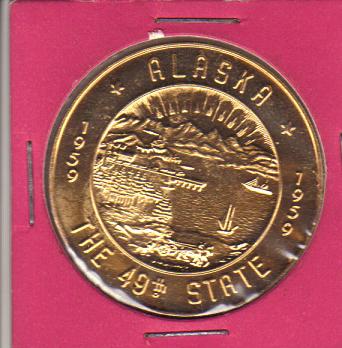 Brass 1959 Alaska 4th Commemorative Token Coin