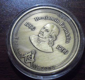 1993 Brass Coin - Famous Masons Benjamin Franklin