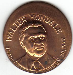 1977 Brass Commemorative Coin Miscut Walter Mondale