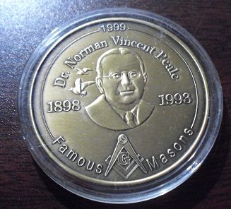 1999 Brass Coin - Famous Masons Norman Vincent Pearle