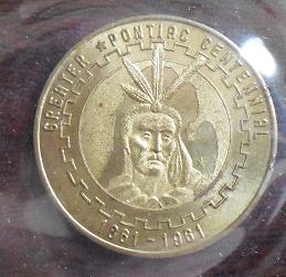 1961 Brass Token Greater Pontiac Centennial