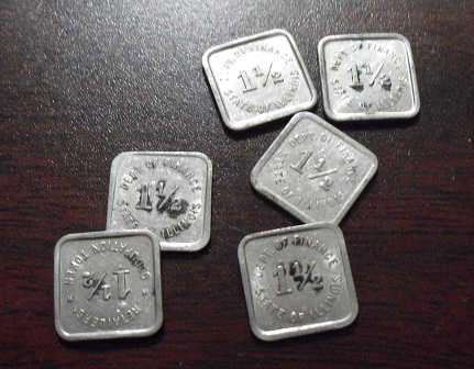 Lot of 6 Vintage Illinois Tax Tokens