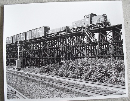Train Photograph 8x10 701 Locomotive on Bridge