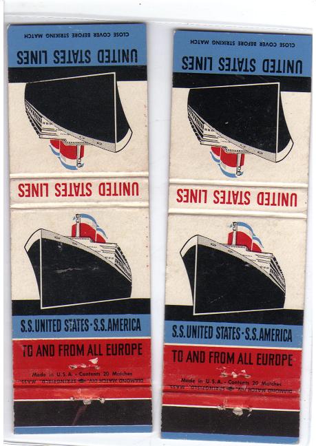 Lot of 2 Unique United States Lines Matchbook Covers