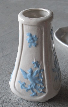 Vintage White Vase with Blue Floral Prints