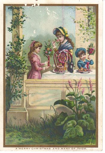 Victorian Trade Card MErry Christmas Children