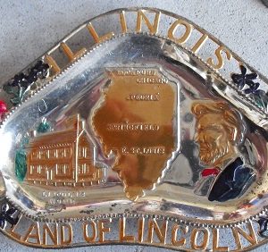 Vintage Metal Illinois Land of Lincoln Ashtray