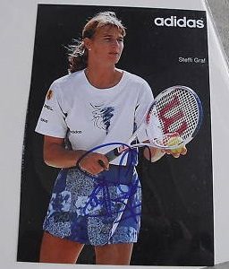 Steffi Graf Autograph on Adidas Postcard