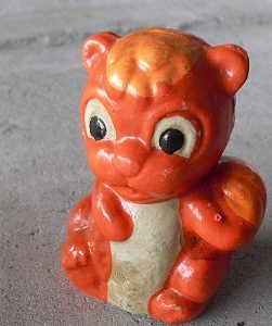 Vintage Composition Squirrel Penny Bank