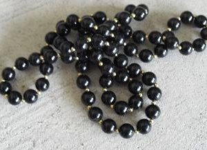 Vintage Retro Black Plastic Bead Necklace