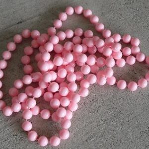 Retro Long Pink Plastic Beaded Necklace