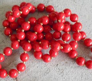 Vintage Retro Long Red Beaded Necklace