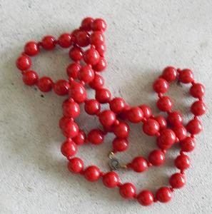 Vintage Light Red Plastic Beaded Necklace