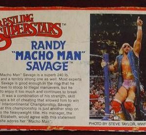 1980s LJN Wrestling Bio Card Randy Macho Man Savage