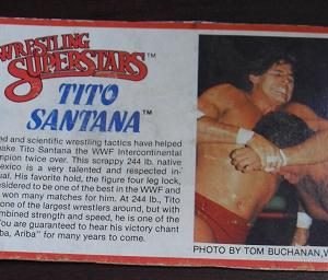 1980s LJN Wrestling Bio Card Tito Santana