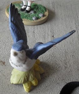 Vintage Bisque Blue Bird Figurine 2 1/2" Tall