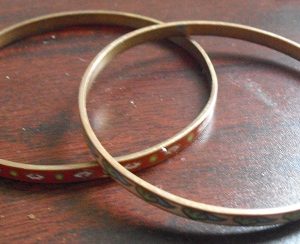 Lot of 2 Vintage Brass Enameled Bracelets