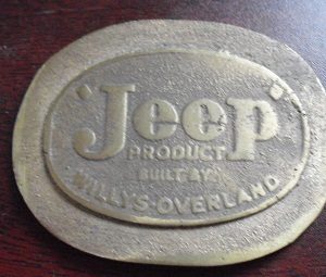 ODD vintage Brass Medallion - Jeep Built by Willys Overland