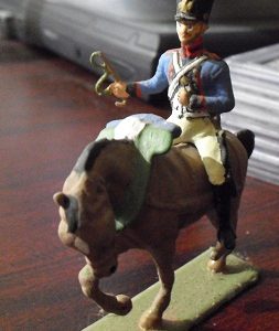 Vintage Brown Lead Horse with Soldier Figurine