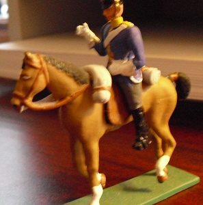 Vintage Brown Lead Horse with Soldier Figurine