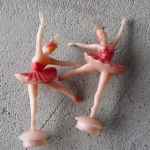 Lot of 2 Vintage Plastic Ballerina Cake Toppers