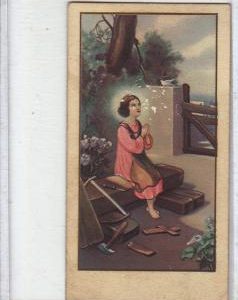 Vintage 1800s Girl Praying Religious Card