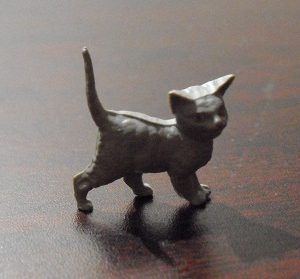 Miniature Gray Plastic Cat Figurine