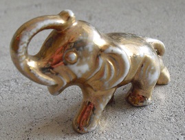 Vintage Gold Painted Ceramic Elephant Figurine