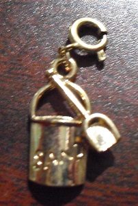 Gold Tone Sand Pail Charm