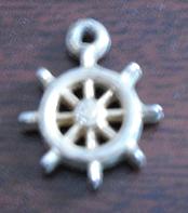 Small Gold Tone Ship Wheel Charm