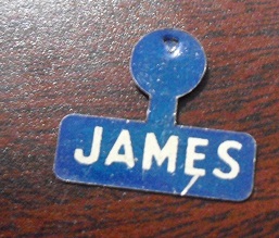 Vintage Thin Tin JAMES Metal Name Clip