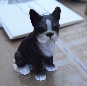 Resin Boston Terrier Dog Figurine 2" Tall