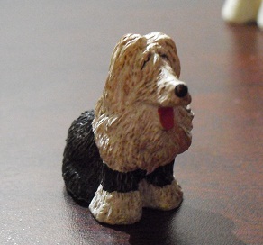 Miniature  White and Black Sheepdog Figurine