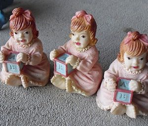 Lot of 3 Resin Artisan Flair Baby Girl Dollhouse Figures