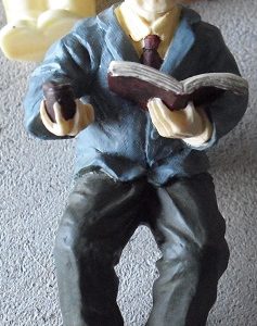 Resin Artisan Flair Dollhouse Figure Man Sitting with Pipe