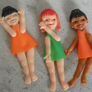 Lot of 3 Vintage Thin Plastic Girl Dolls