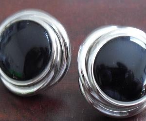 Modern Napier Silver and Black Clip On Earrings