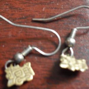 Gold Tone Metal Locomotive Earrings