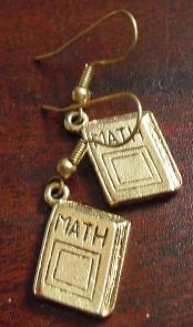 Gold Tone Math Book Earrings