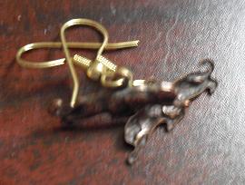 Bronze Tone Metal Panthers Earrings