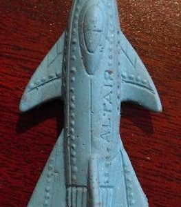 Vintage Rubber Eraser Blue Rocket Ship