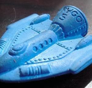 Vintage Rubber Eraser Blue Spacecraft