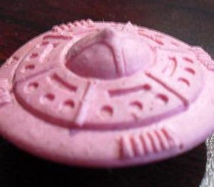 Vintage Rubber Eraser Pink Flying Saucer