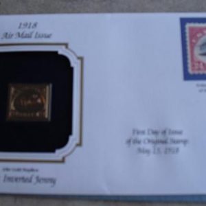 Inverted Jenny 22KT Gold Commemorative Stamp FDC