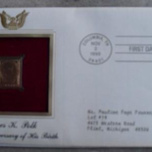 James Polk 22KT Gold Commemorative Stamp FDC