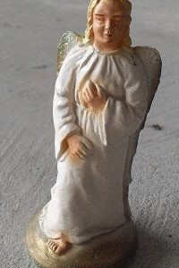 Vintage Chalkware Nativity Figurine - Gold and White Angel